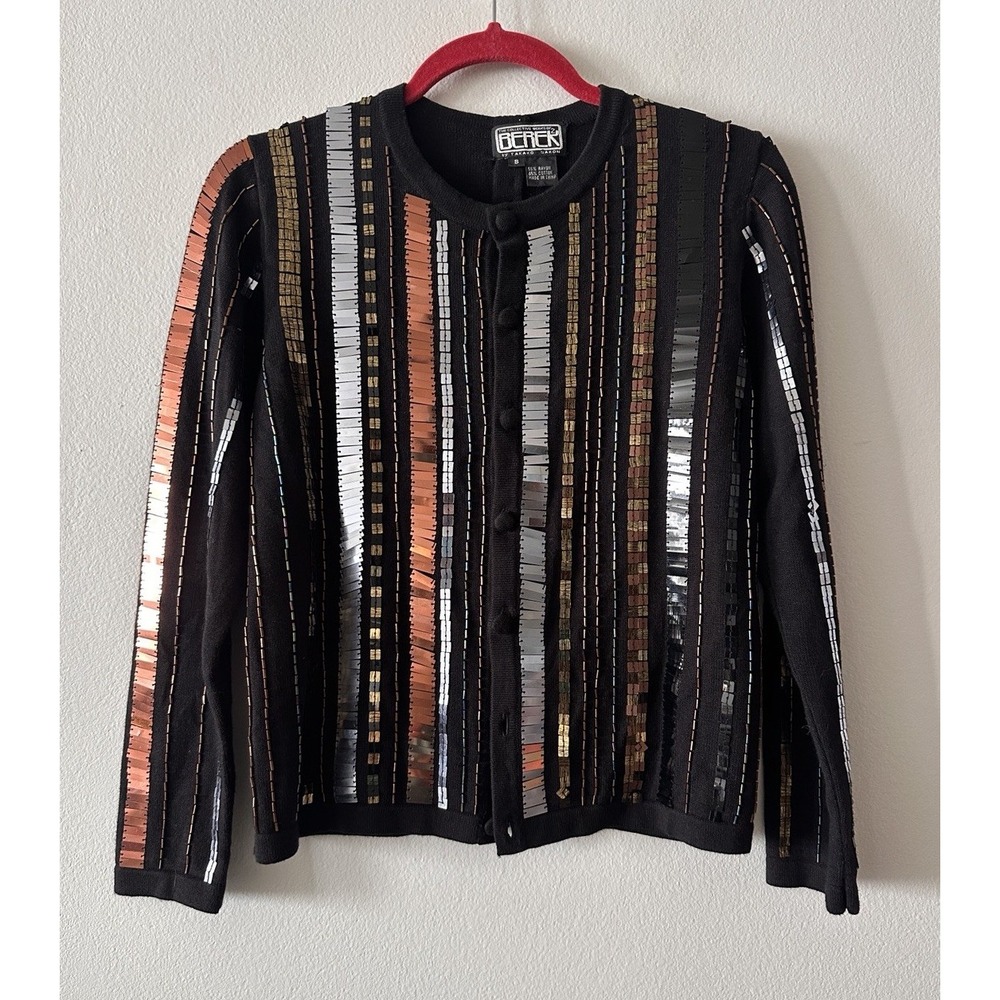 Bereck By Yamamoto Sakon Cardigan Metalic Sequins Black Small